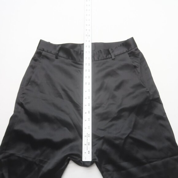 Nili Lotan Silk Satin Paris Pants Size 4 Black Drop Crotch Trousers - Picture 11 of 13